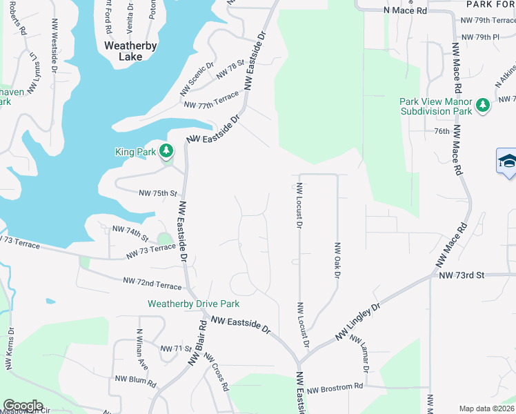 map of restaurants, bars, coffee shops, grocery stores, and more near 7560 Northwest Moore Drive in Parkville