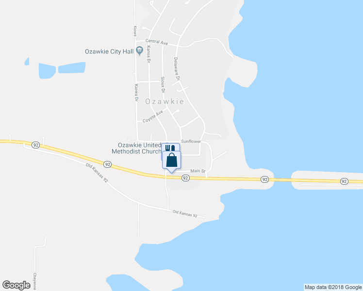 map of restaurants, bars, coffee shops, grocery stores, and more near 115 Sunflower in Ozawkie