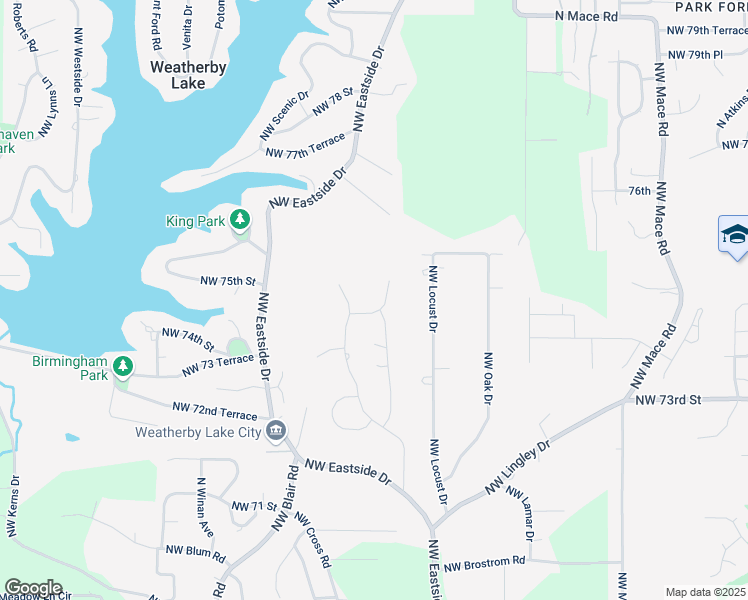 map of restaurants, bars, coffee shops, grocery stores, and more near 7560 Northwest Moore Drive in Parkville