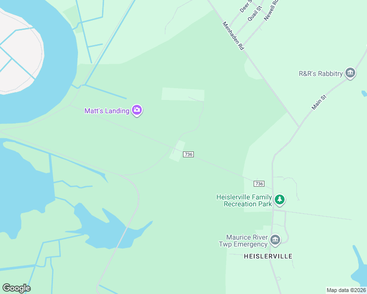 map of restaurants, bars, coffee shops, grocery stores, and more near 48 Matts Landing Road in Maurice River