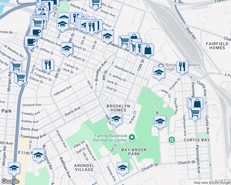 map of restaurants, bars, coffee shops, grocery stores, and more near 903 Stoll Street in Baltimore