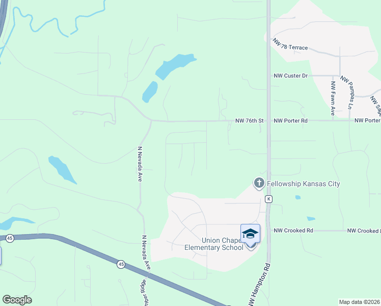 map of restaurants, bars, coffee shops, grocery stores, and more near 7500 Northwest Chambers Court in Parkville