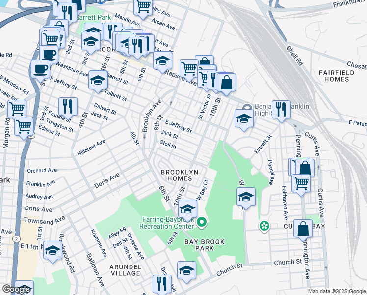 map of restaurants, bars, coffee shops, grocery stores, and more near 920 Stoll Street in Baltimore