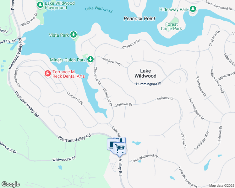 map of restaurants, bars, coffee shops, grocery stores, and more near 19227 Siskin Court in Penn Valley