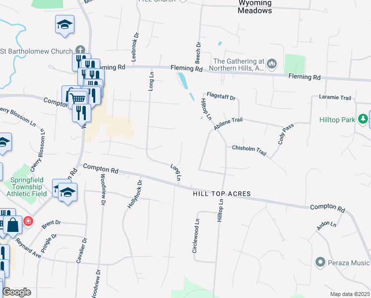 map of restaurants, bars, coffee shops, grocery stores, and more near 9084 Arrowhead Court in Cincinnati