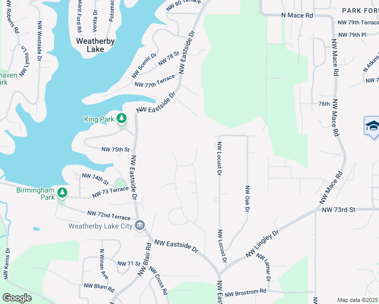 map of restaurants, bars, coffee shops, grocery stores, and more near 7560 Northwest Moore Drive in Parkville