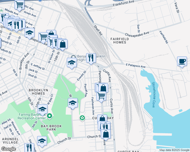 map of restaurants, bars, coffee shops, grocery stores, and more near 1510 Sycamore Street in Baltimore