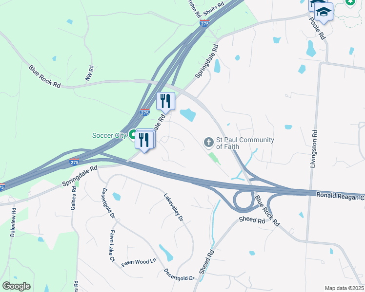 map of restaurants, bars, coffee shops, grocery stores, and more near 5549 Old Blue Rock Road in Groesbeck