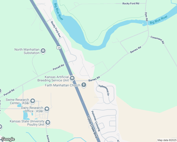 map of restaurants, bars, coffee shops, grocery stores, and more near 3410 River Bend Road in Manhattan