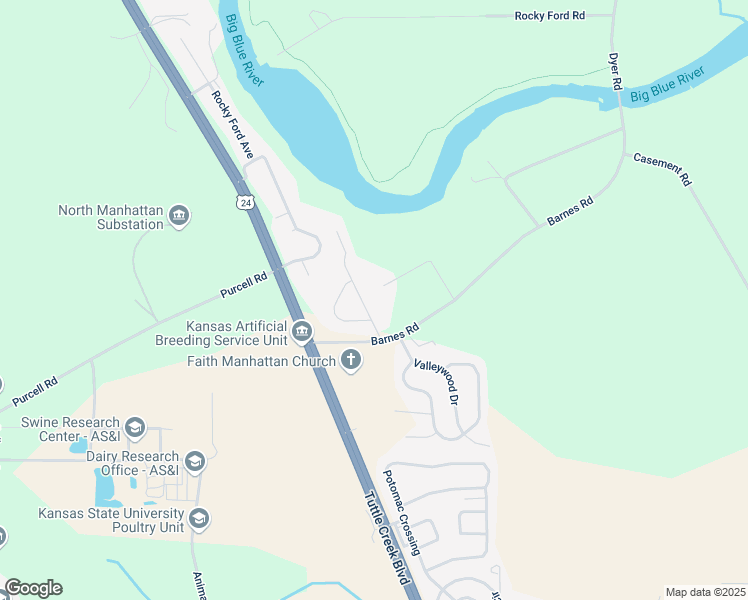 map of restaurants, bars, coffee shops, grocery stores, and more near 3410 River Bend Road in Manhattan