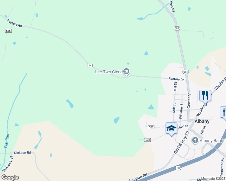 map of restaurants, bars, coffee shops, grocery stores, and more near 4741 Factory Road in Albany