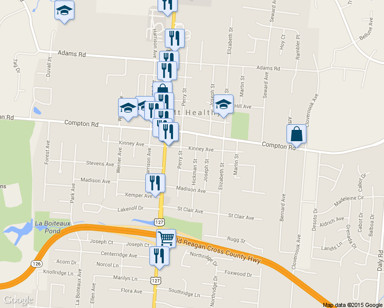 map of restaurants, bars, coffee shops, grocery stores, and more near 1553 Kinney Avenue in Cincinnati