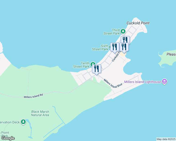 map of restaurants, bars, coffee shops, grocery stores, and more near 8810 Hinton Avenue in Sparrows Point