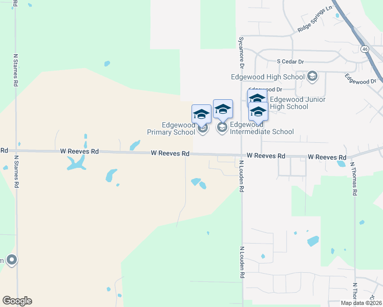 map of restaurants, bars, coffee shops, grocery stores, and more near 7813-7841 West Reeves Road in Ellettsville