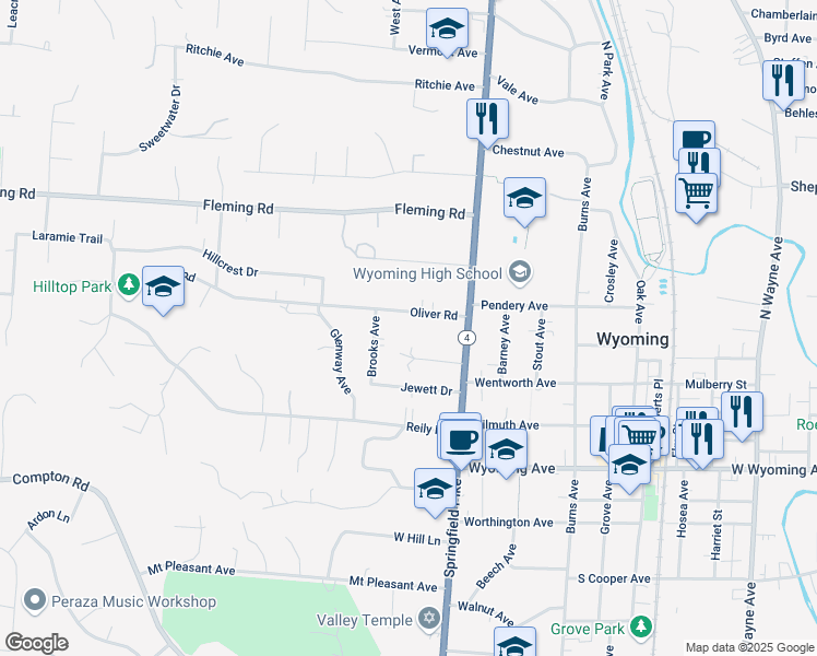map of restaurants, bars, coffee shops, grocery stores, and more near 32 Dorino Place in Cincinnati
