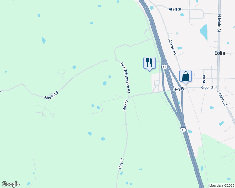 map of restaurants, bars, coffee shops, grocery stores, and more near 24750 Highway Ff in Eolia