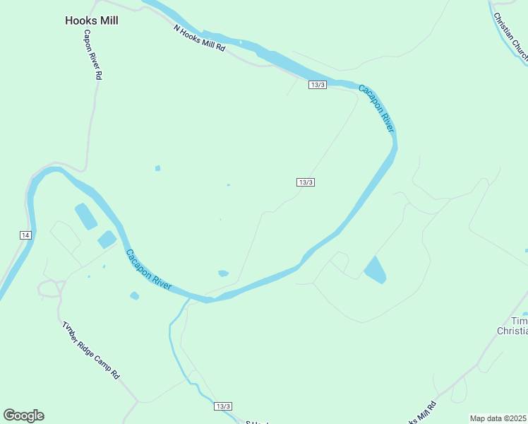 map of restaurants, bars, coffee shops, grocery stores, and more near North Hooks Mill Road in Capon Bridge