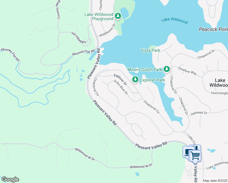 map of restaurants, bars, coffee shops, grocery stores, and more near 19992 Echo Blue Drive in Penn Valley