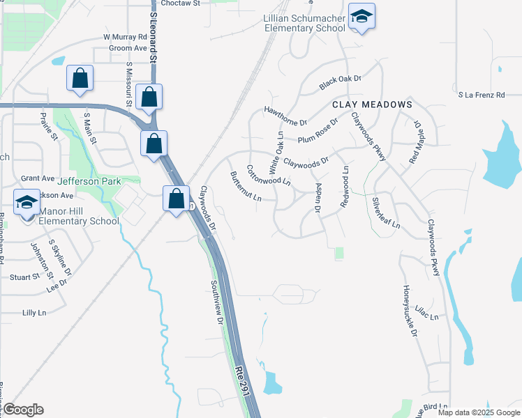 map of restaurants, bars, coffee shops, grocery stores, and more near 661 Butternut Court in Liberty