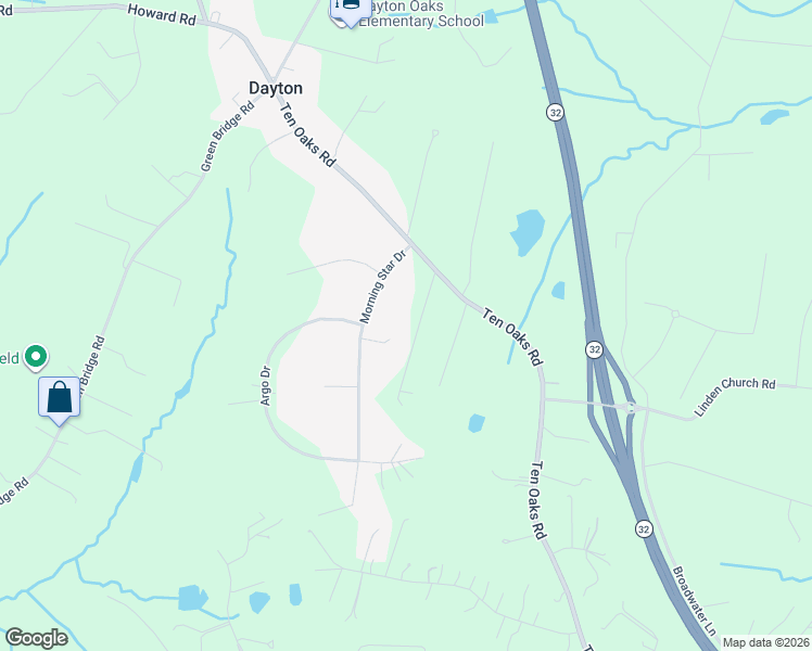 map of restaurants, bars, coffee shops, grocery stores, and more near 5004 Ten Oaks Road in Clarksville