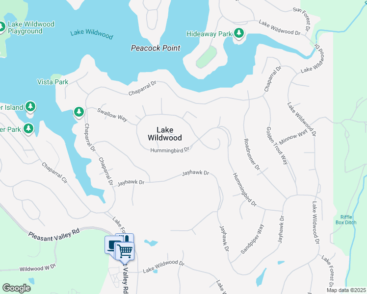 map of restaurants, bars, coffee shops, grocery stores, and more near 18628 Hummingbird Drive in Penn Valley