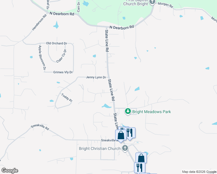 map of restaurants, bars, coffee shops, grocery stores, and more near 24981 State Line Road in Lawrenceburg