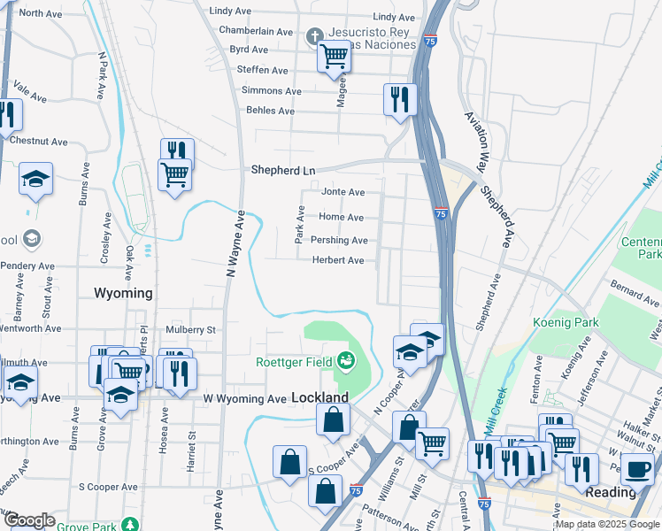 map of restaurants, bars, coffee shops, grocery stores, and more near 403 Herbert Avenue in Cincinnati