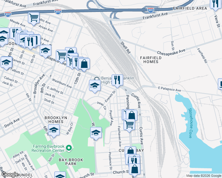 map of restaurants, bars, coffee shops, grocery stores, and more near 1343 Cambria Street in Baltimore