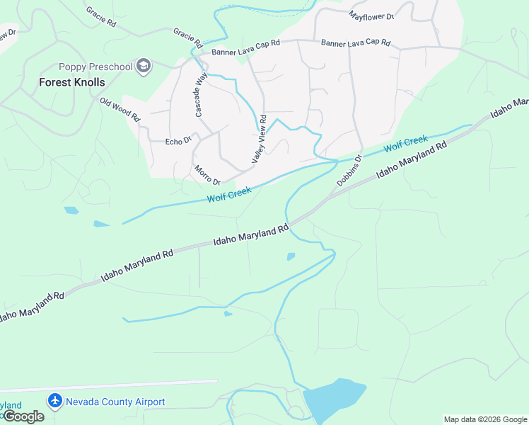 map of restaurants, bars, coffee shops, grocery stores, and more near 13016 Morro Drive in Nevada City