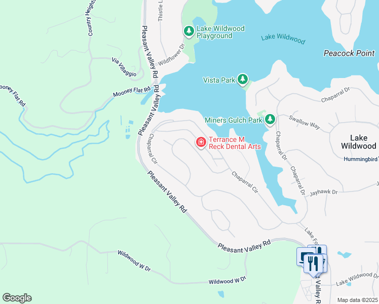 map of restaurants, bars, coffee shops, grocery stores, and more near 19996 Echo Blue Drive in Penn Valley