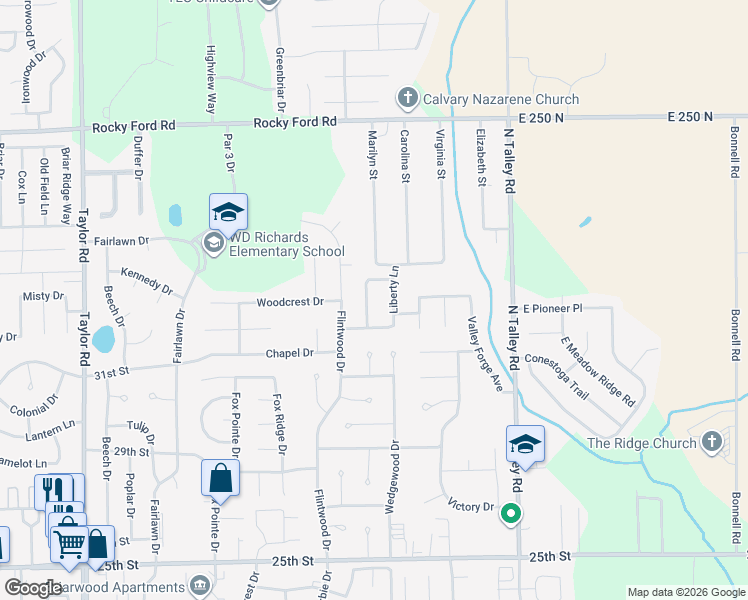 map of restaurants, bars, coffee shops, grocery stores, and more near 3202 Liberty Lane in Columbus