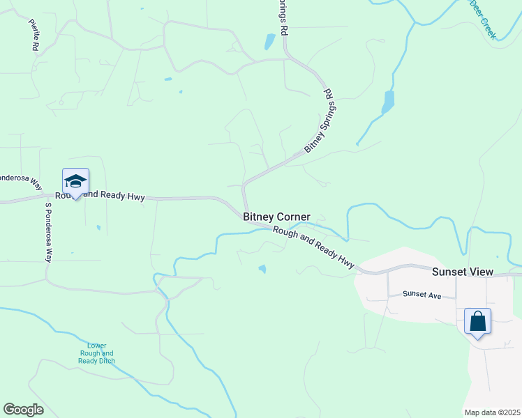 map of restaurants, bars, coffee shops, grocery stores, and more near 12666 Rough and Ready Highway in Grass Valley