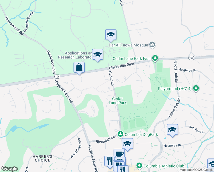 map of restaurants, bars, coffee shops, grocery stores, and more near 5026 Southern Star Terrace in Columbia