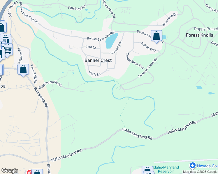 map of restaurants, bars, coffee shops, grocery stores, and more near 10680 Success Cross Road in Nevada City