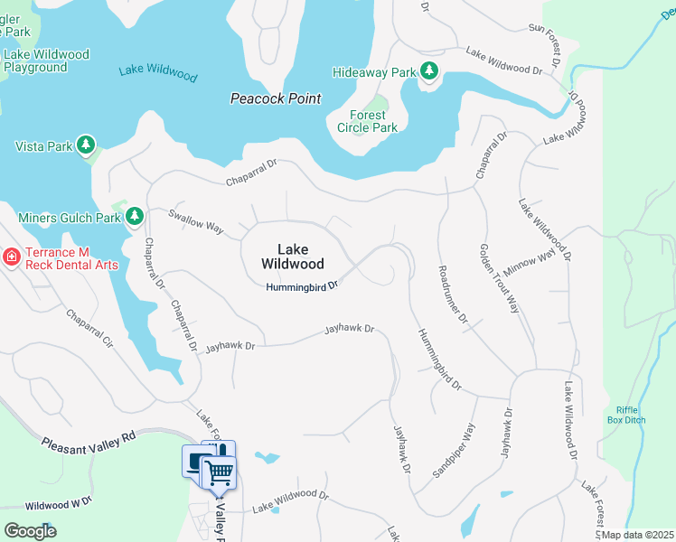 map of restaurants, bars, coffee shops, grocery stores, and more near 18628 Hummingbird Drive in Penn Valley