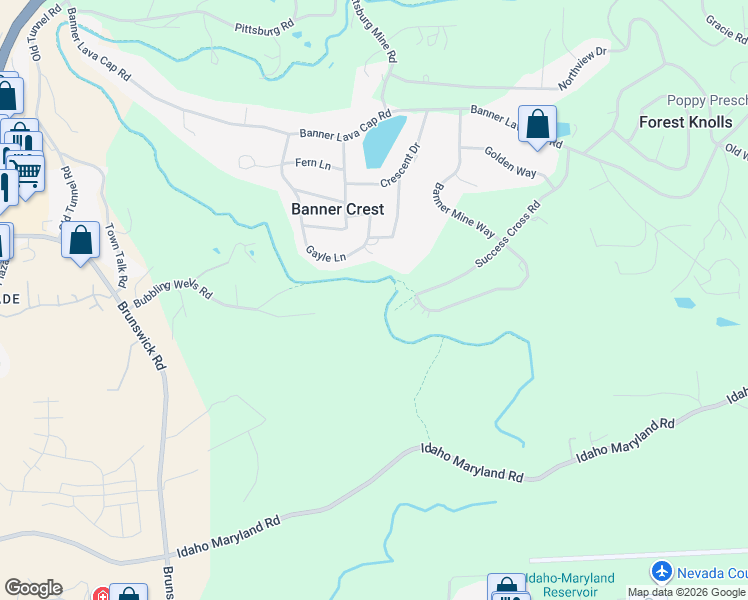 map of restaurants, bars, coffee shops, grocery stores, and more near 10680 Success Cross Road in Nevada City