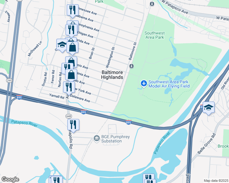 map of restaurants, bars, coffee shops, grocery stores, and more near 3022 Ohio Avenue in Lansdowne