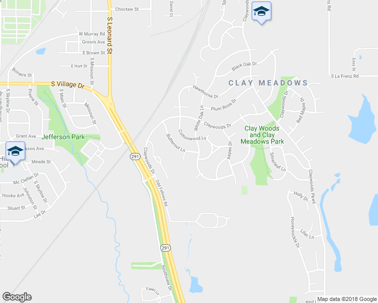 map of restaurants, bars, coffee shops, grocery stores, and more near 661 Butternut Lane in Liberty