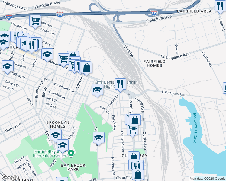 map of restaurants, bars, coffee shops, grocery stores, and more near 1322 Cambria Street in Baltimore