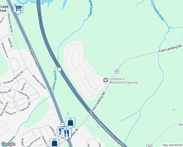map of restaurants, bars, coffee shops, grocery stores, and more near 14 Wild Briar Lane in Dover