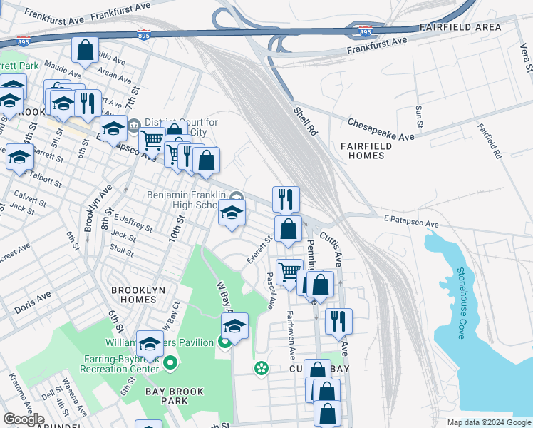 map of restaurants, bars, coffee shops, grocery stores, and more near 1318 Cambria Street in Baltimore