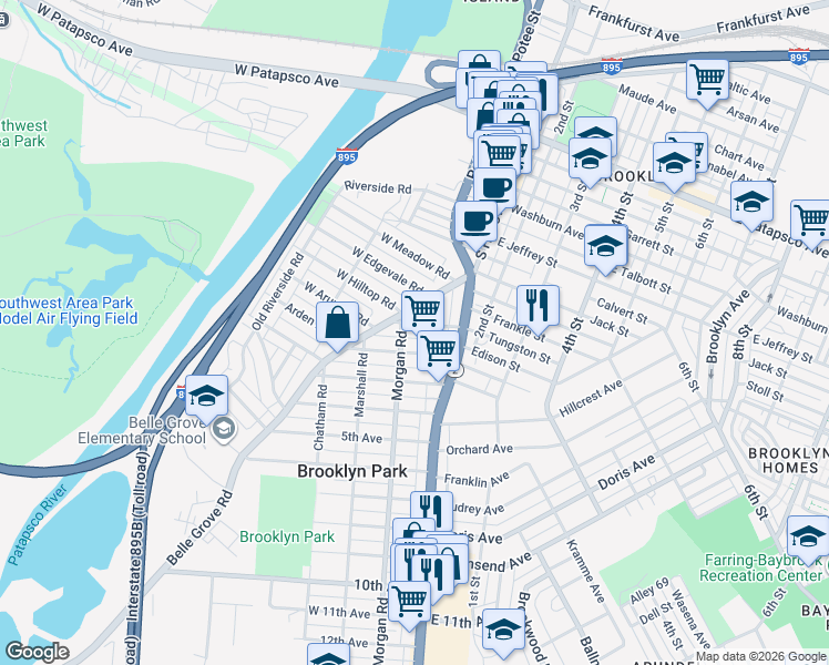map of restaurants, bars, coffee shops, grocery stores, and more near 15 1st Avenue in Baltimore