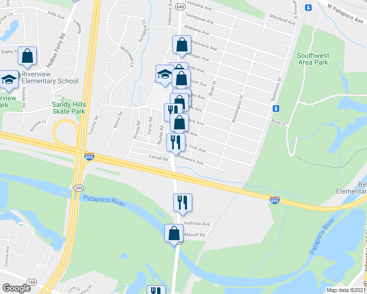 map of restaurants, bars, coffee shops, grocery stores, and more near 2809 New York Avenue in Halethorpe