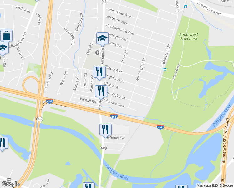 map of restaurants, bars, coffee shops, grocery stores, and more near 2906 New York Avenue in Halethorpe