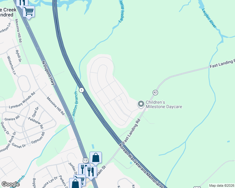 map of restaurants, bars, coffee shops, grocery stores, and more near 14 Wild Briar Lane in Dover