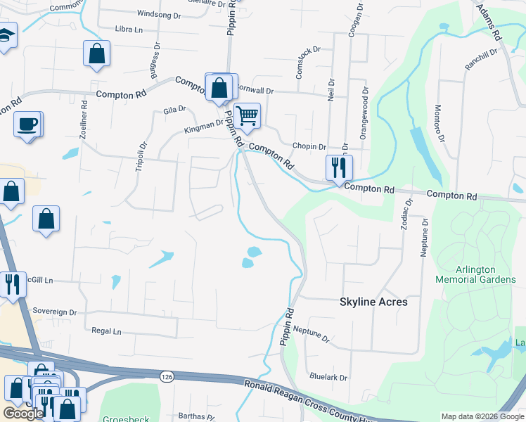 map of restaurants, bars, coffee shops, grocery stores, and more near 8925 Pippin Road in Cincinnati