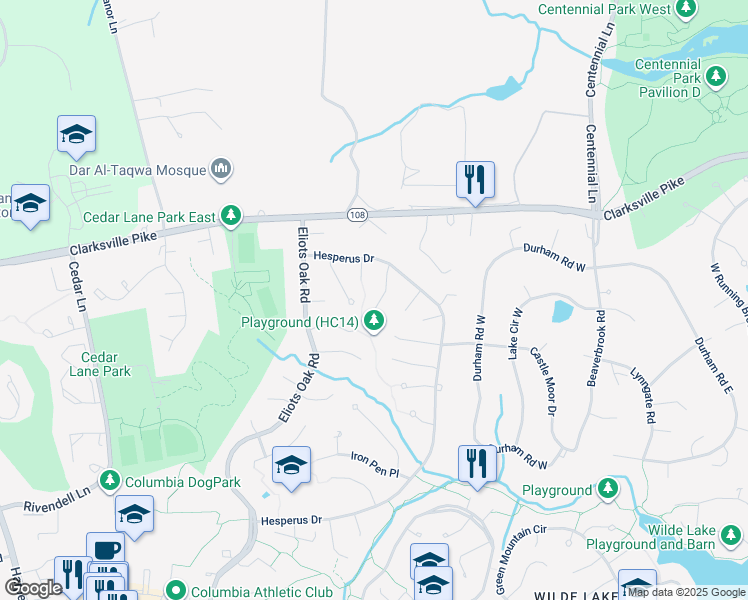 map of restaurants, bars, coffee shops, grocery stores, and more near 5062 Summer Day Lane in Columbia