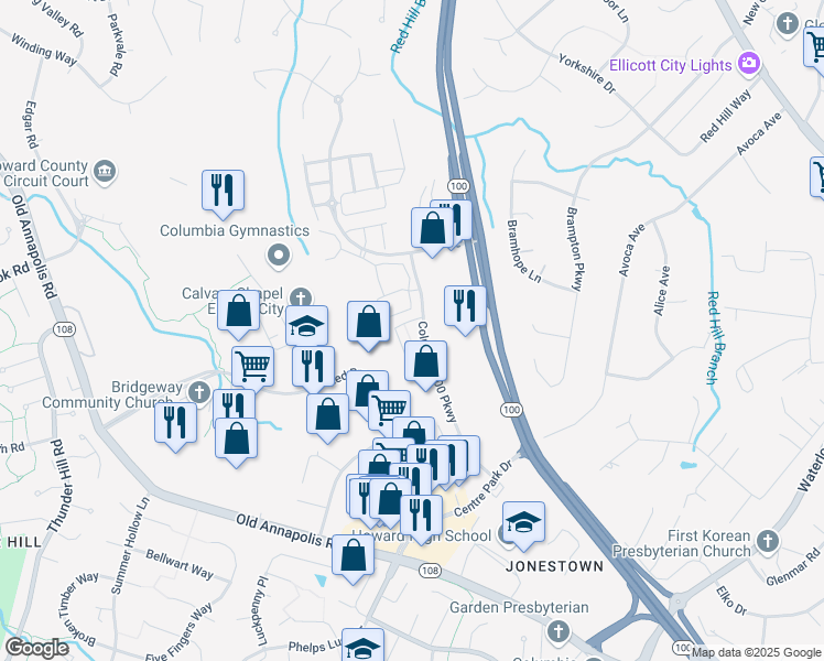 map of restaurants, bars, coffee shops, grocery stores, and more near 8882 Goose Landing Circle in Columbia
