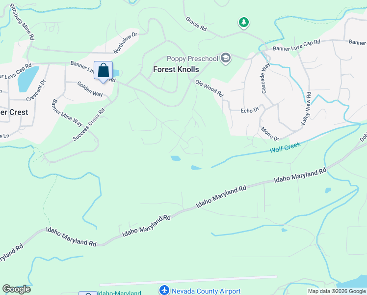 map of restaurants, bars, coffee shops, grocery stores, and more near 12102 Red Gate Road in Nevada City