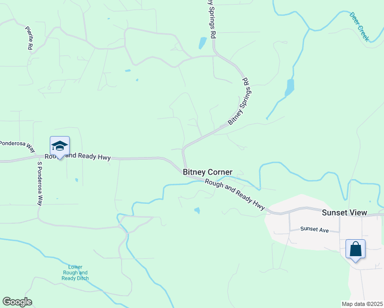 map of restaurants, bars, coffee shops, grocery stores, and more near 12666 Rough and Ready Highway in Grass Valley